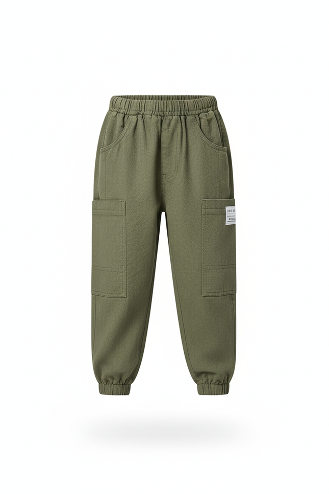 Pantalon En Lin Kaki Ample Décontracté Enfant - vue 3