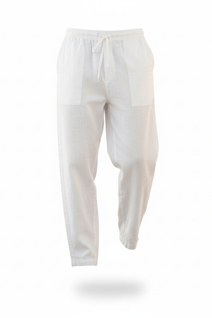 Pantalon Large Lin - Blanc - vue 3