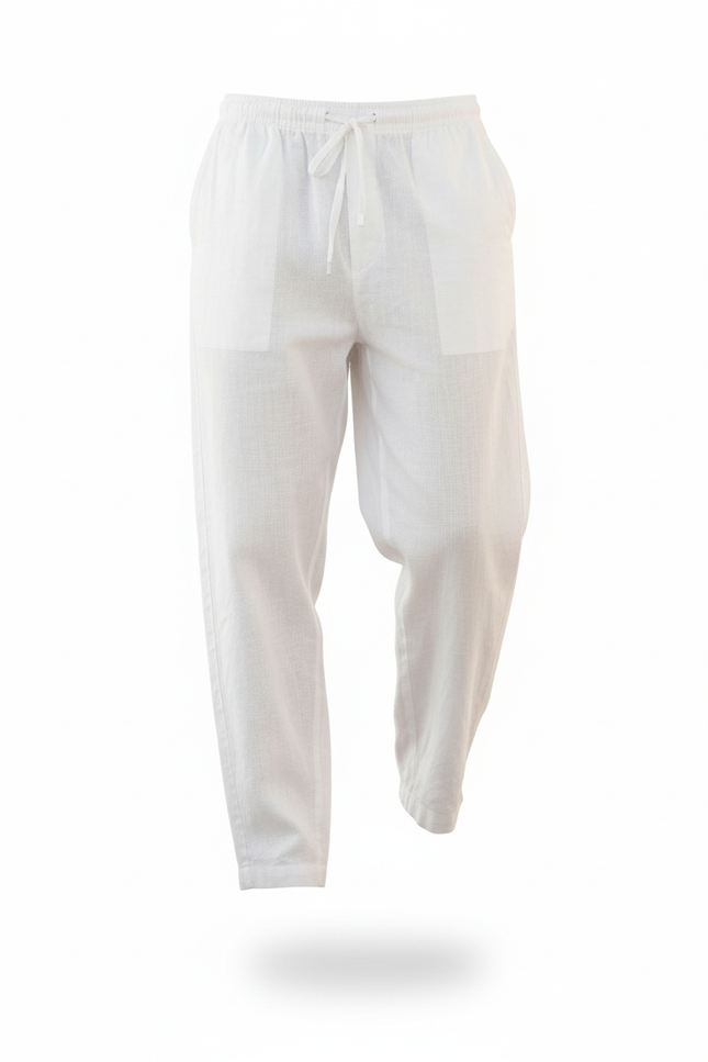 Pantalon Large Lin - Blanc - vue 3