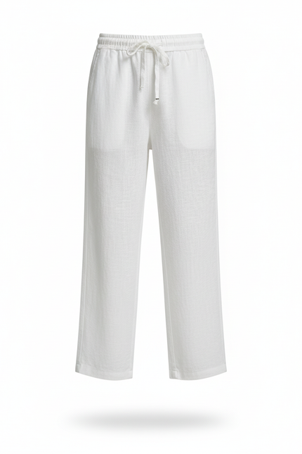 Pantalon En Lin Blanc Droit Léger Enfant Fille - vue 3
