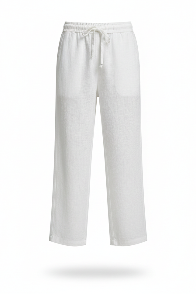 Pantalon En Lin Blanc Droit Léger Enfant Fille - vue 3