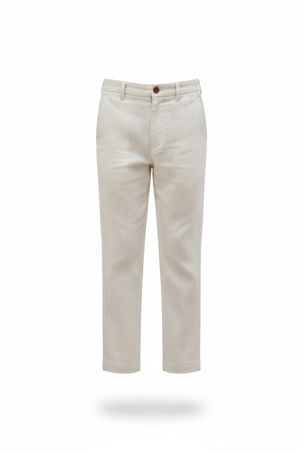 Pantalon En Lin Beige Garçon Décontracté Droit - vue 3