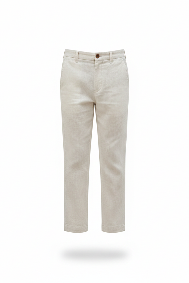 Pantalon En Lin Beige Garçon Décontracté Droit - vue 3