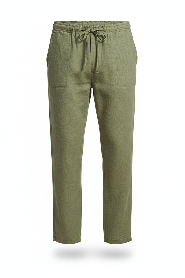 Pantalon Lin Homme Vert - vue 3