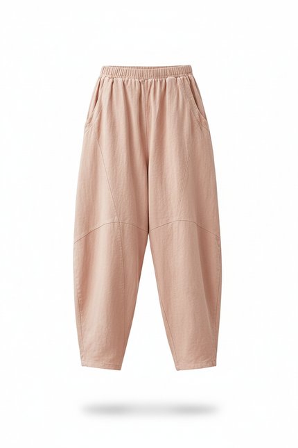 Pantalon En Lin Pêche Ample Décontracté Harem Femme - Rose - vue 3
