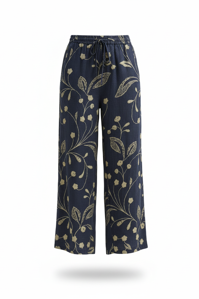 Pantalon Lin Doré - Marine - vue 3