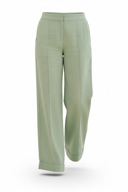 Pantalon En Lin Vert Ample Décontracté Fluide - vue 3