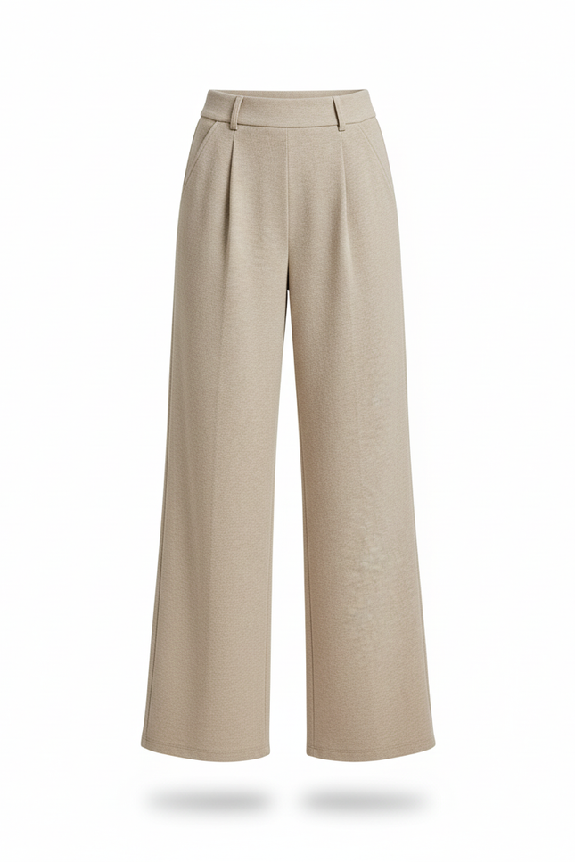 Pantalon En Lin Femme Beige Pince - Maille - vue 3