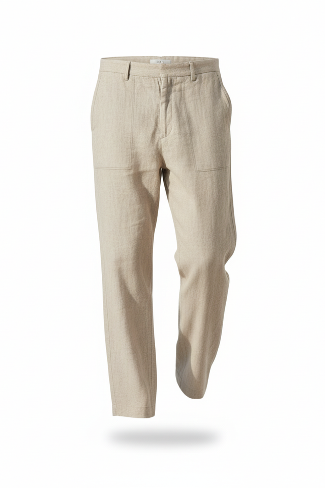 Pantalon En Lin Beige Ample Décontracté Léger Homme - vue 3
