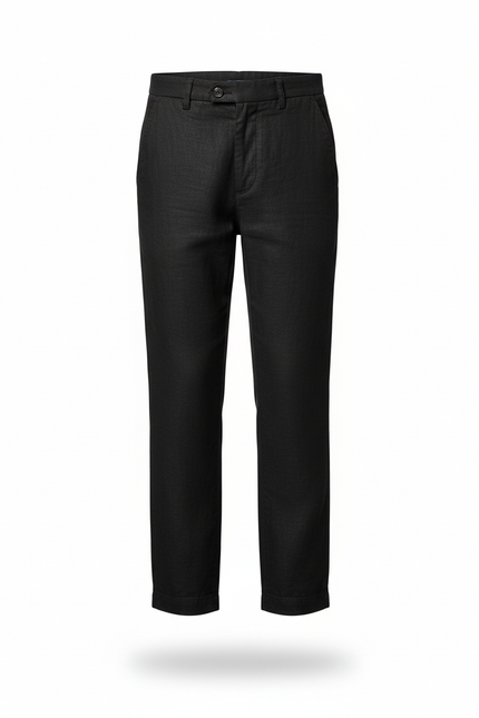 Pantalon En Lin Noir Classique Droit Enfant Élégant - vue 3