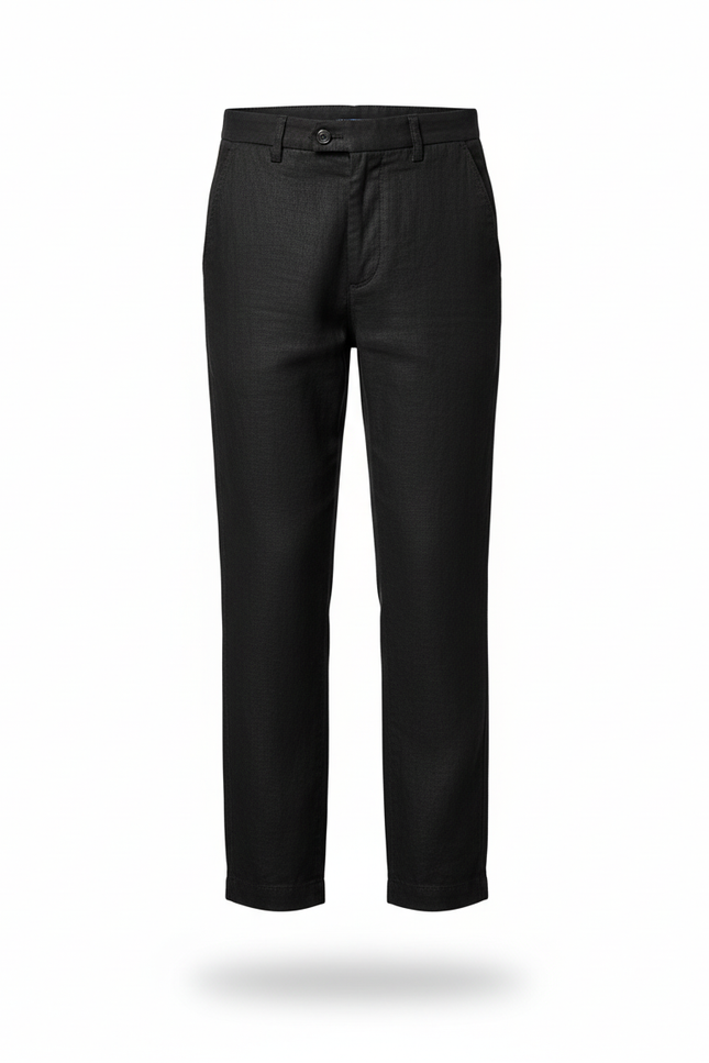 Pantalon En Lin Noir Classique Droit Enfant Élégant - vue 3
