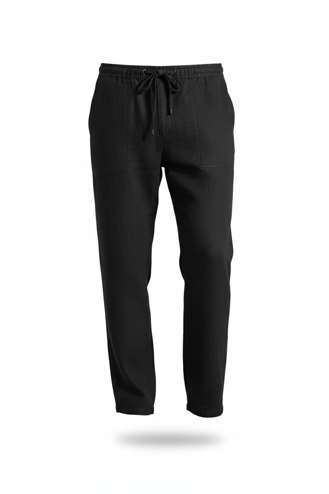 Pantalon En Lin Homme Noir Coupe Ample Casual Été - vue 3