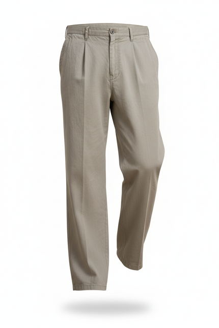 Pantalon En Lin Homme Sable Pince Casual - Kaki - vue 3