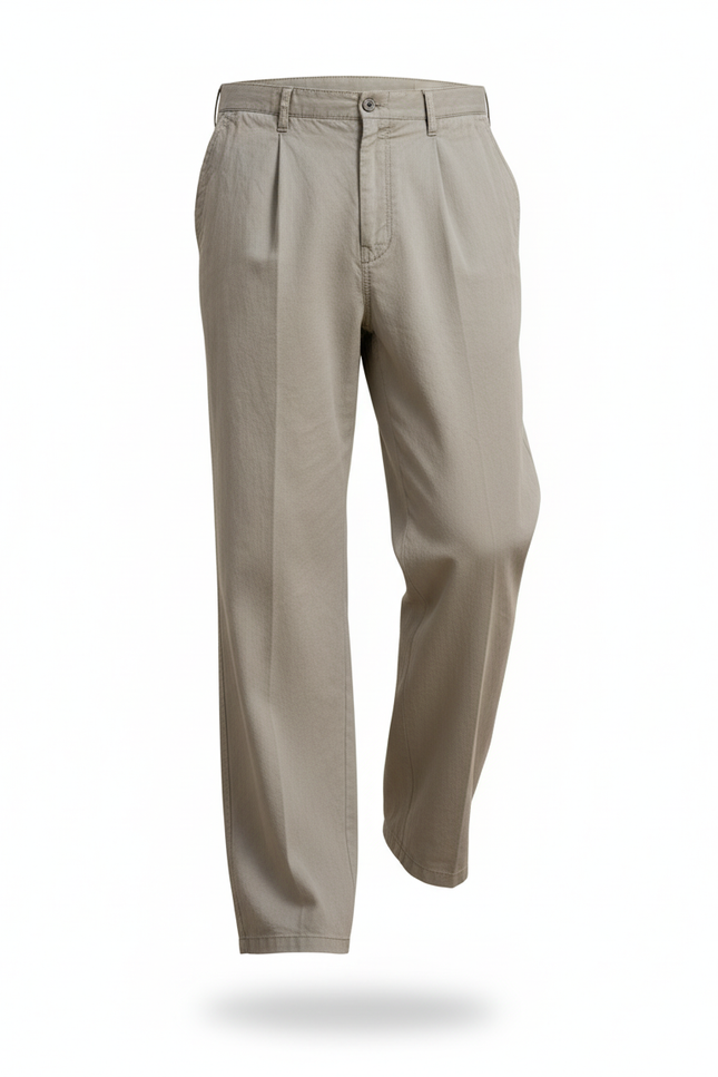 Pantalon En Lin Homme Sable Pince Casual - Kaki - vue 3