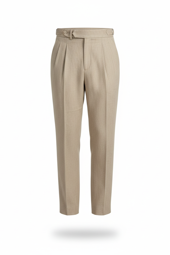 Pantalon En Lin Homme Sable Pince - Beige - vue 3