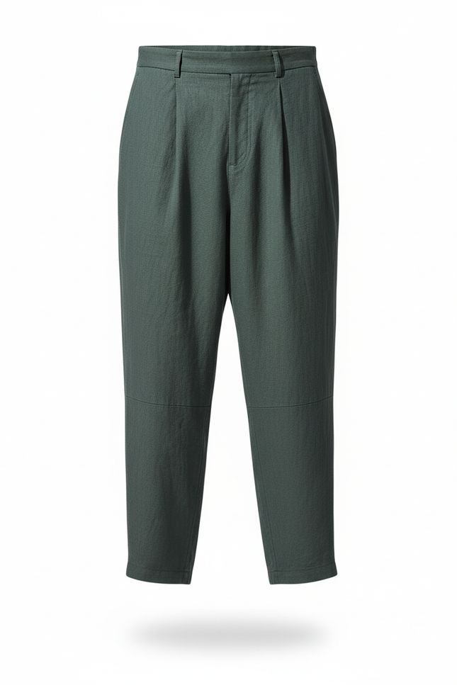 Pantalon En Lin Vert Foncé Ample Décontracté Homme - vue 3