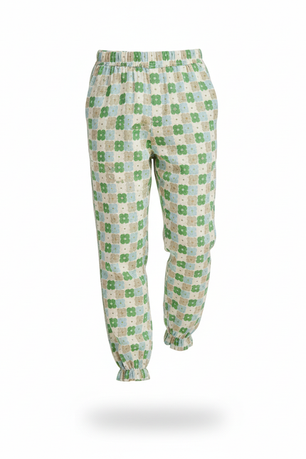 Pantalon En Lin Carreaux Floraux Ample Estival Enfant - Multicolore - vue 3