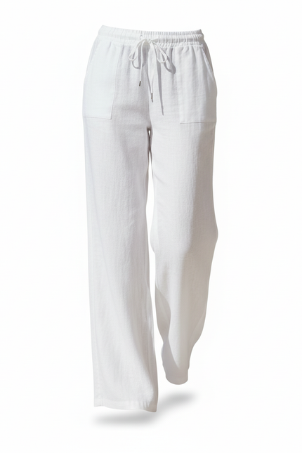 Pantalon Lin Blanc Pas Transparent - vue 3