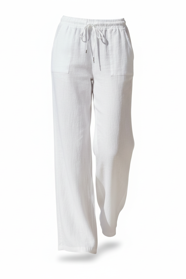 Pantalon Lin Blanc Pas Transparent - vue 3