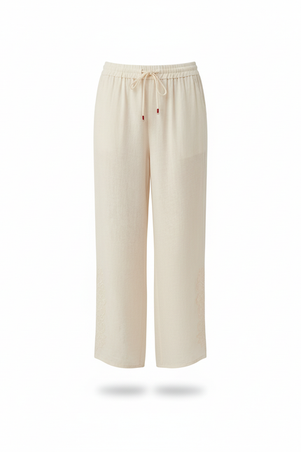 Pantalon Lin Creme - Beige - vue 3