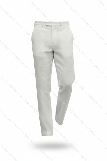 Pantalon En Lin Blanc Décontracté Droit Homme - vue 3