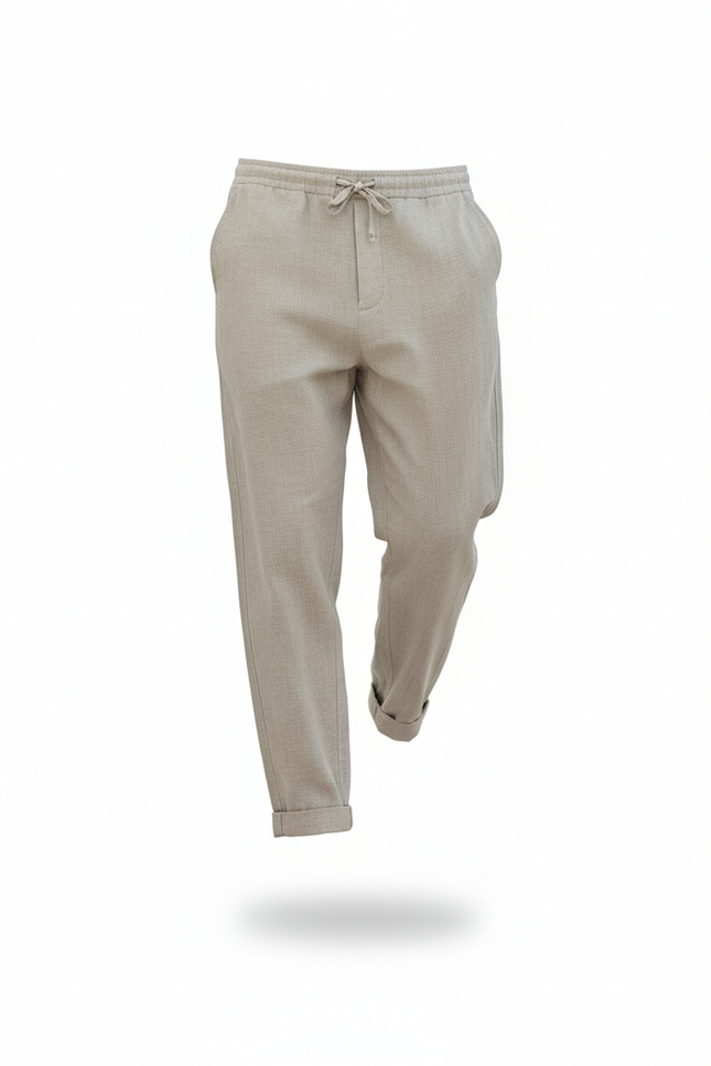 Pantalon Coton Et Lin Homme - Beige - vue 3