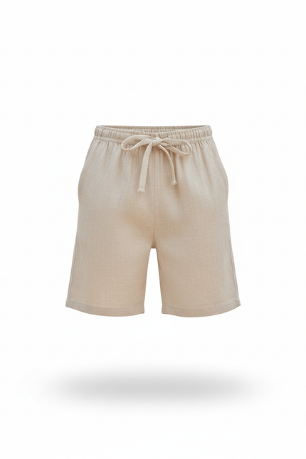Pantalon En Lin Beige Garçon Cordon Décontracté Court - vue 3