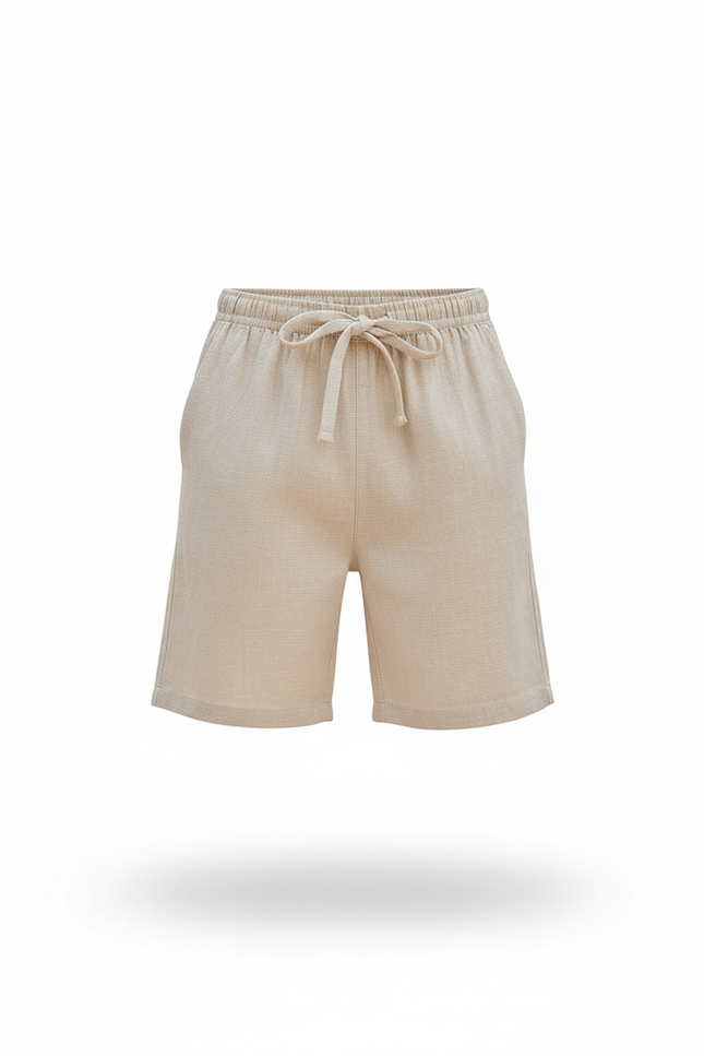 Pantalon En Lin Beige Garçon Cordon Décontracté Court - vue 3