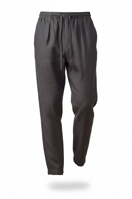 Pantalon En Lin Gris Anthracite Ample Décontracté Homme - vue 3