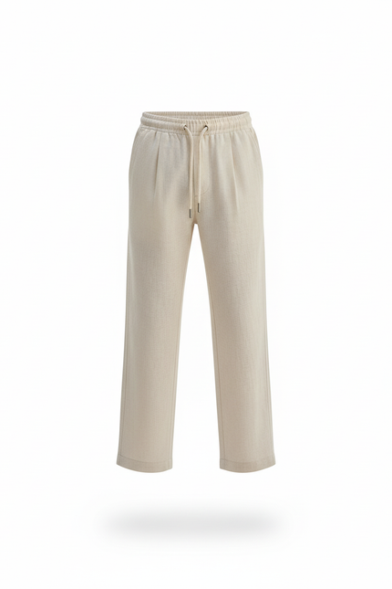 Pantalon En Lin Beige Droit Décontracté Garçon - vue 3