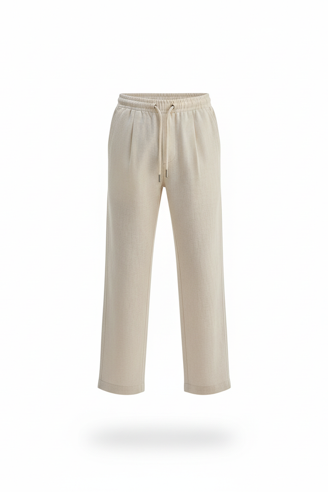 Pantalon En Lin Beige Droit Décontracté Garçon - vue 3