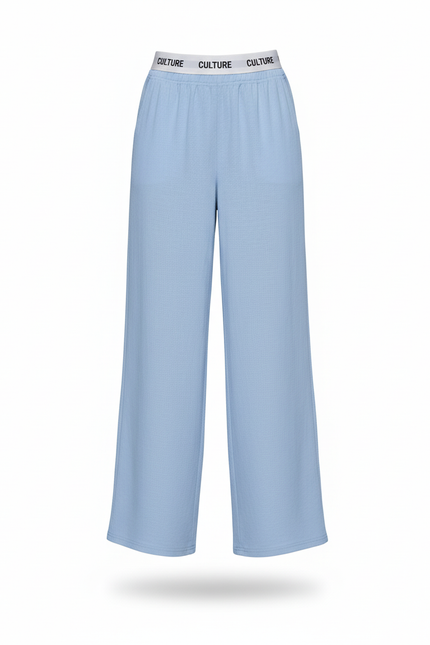 Pantalon En Lin Bleu Ample Décontracté Fluide Femme - vue 3