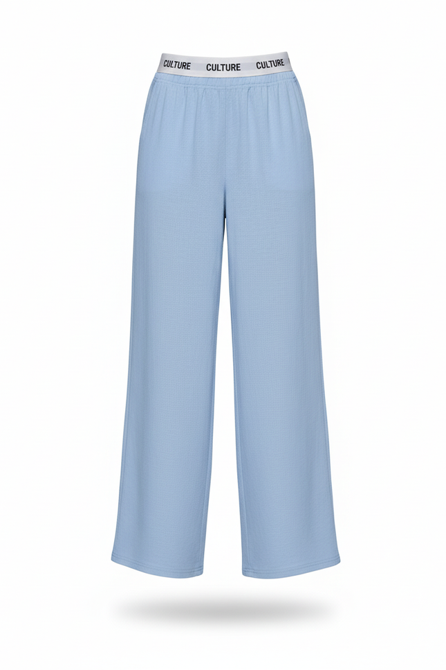 Pantalon En Lin Bleu Ample Décontracté Fluide Femme - vue 3