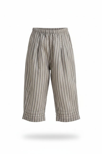 Pantalon En Lin Rayé Ample Confortable Enfant - Gris - vue 3