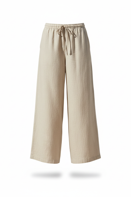 Pantalon Fluide Lin Beige - vue 3