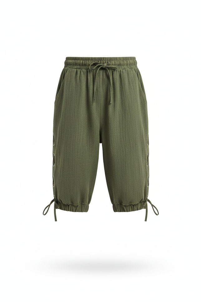 Pantalon En Lin Vert Ample Cordon Coulissant Garçon - Kaki - vue 3