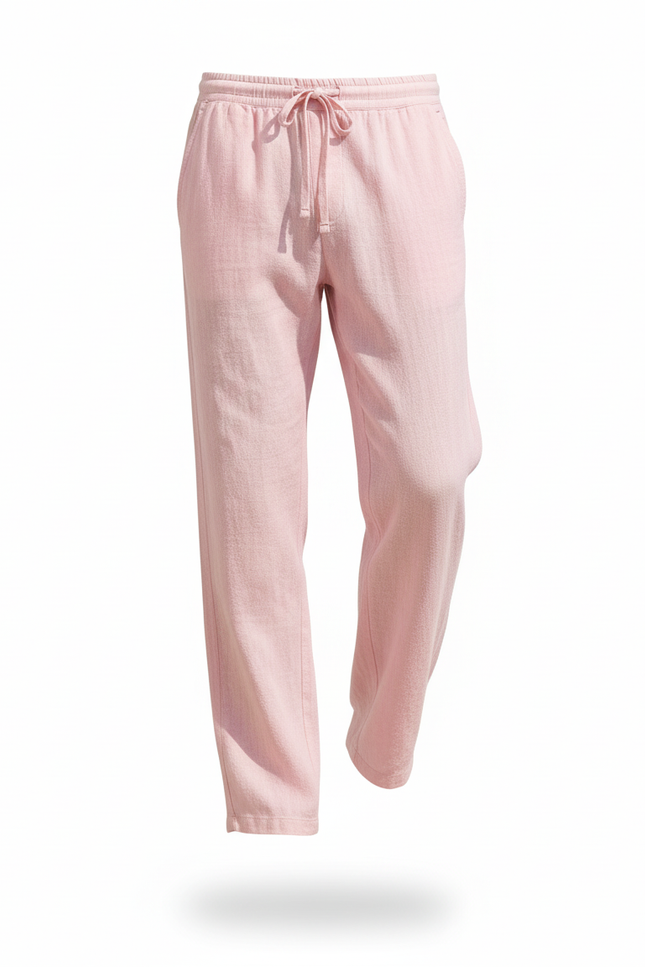 Pantalon Lin Homme Rose - vue 3
