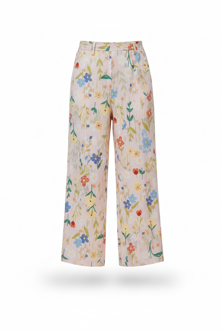 Pantalon En Lin Fille Floral Ample Décontracté Fluide - Multicolore - vue 3