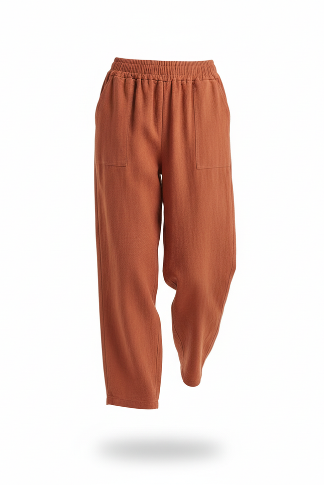 Pantalon Lin Rouille - Orange - vue 3