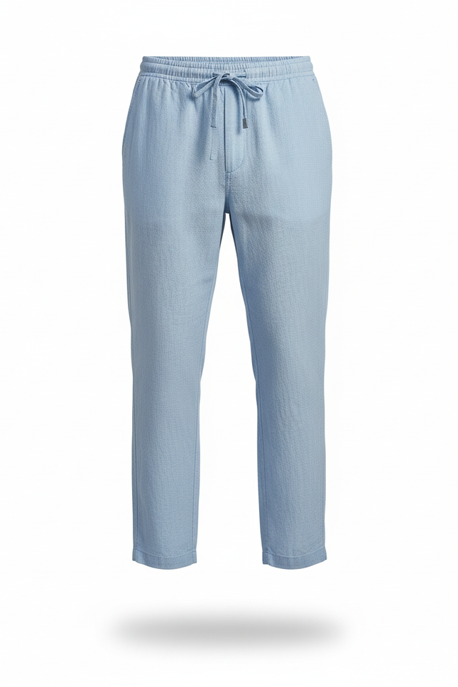 Pantalon En Lin Bleu Ciel Ample Décontracté Homme - vue 3