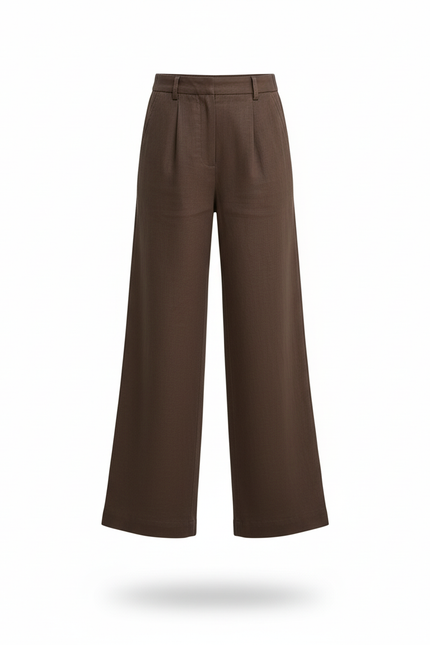 Pantalon En Lin Marron Ample Fluide Fille - vue 3