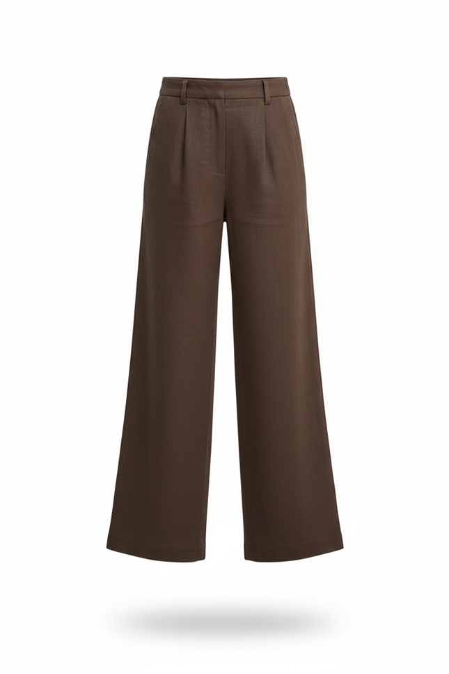 Pantalon En Lin Marron Ample Fluide Fille - vue 3