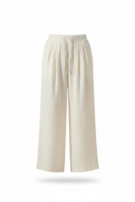 Pantalon Lin Pince Femme - Beige - vue 3