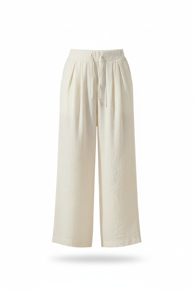 Pantalon Lin Pince Femme - Beige - vue 3