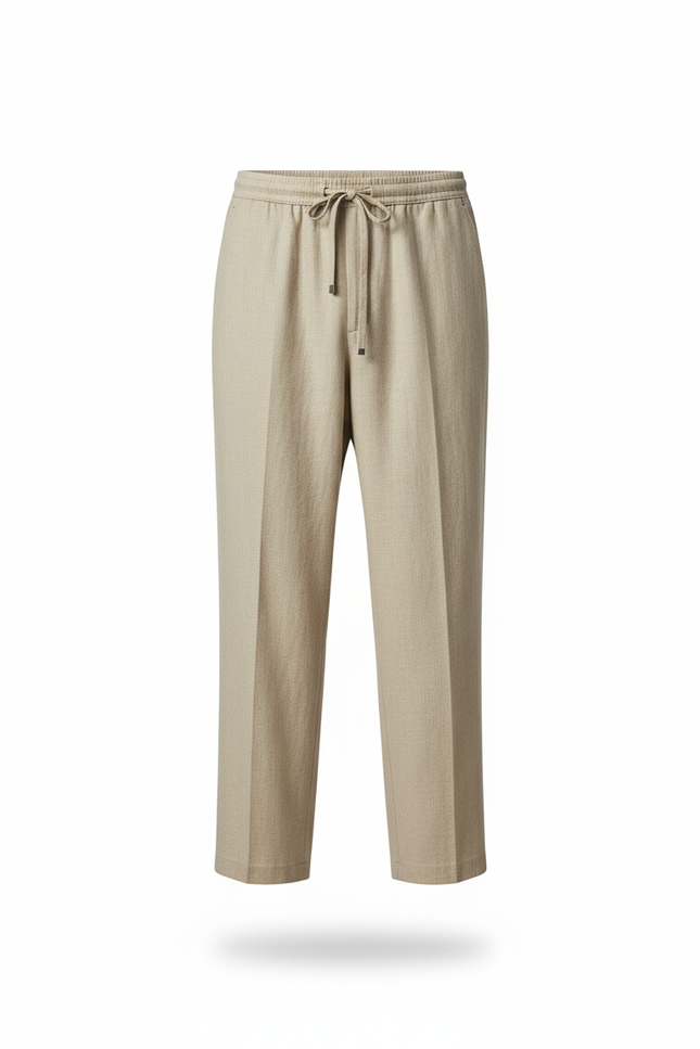 Pantalon En Lin Beige Homme Ample Droit Élégant - vue 3