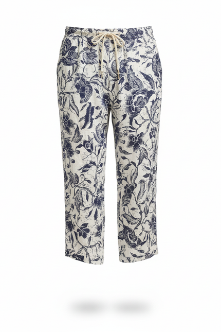 Pantalon En Lin Imprimé Floral Ample Décontracté Homme - vue 3
