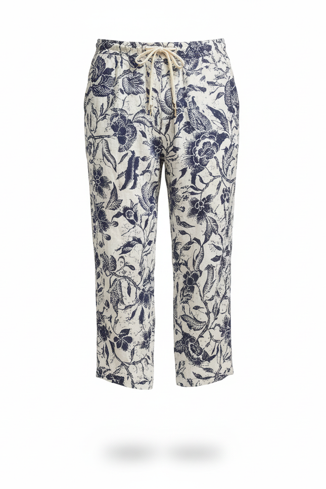 Pantalon En Lin Imprimé Floral Ample Décontracté Homme - vue 3