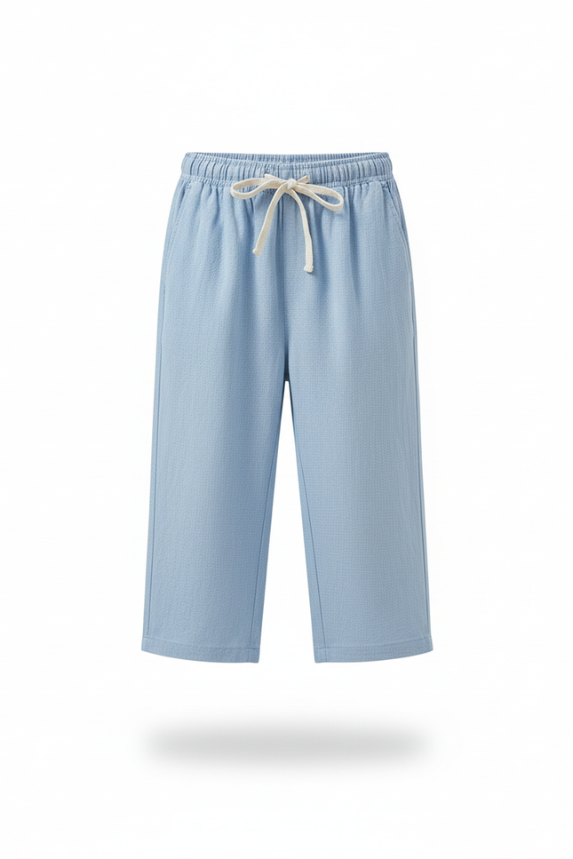 Pantalon En Lin Bleu Cordon Décontracté Garçon - vue 3