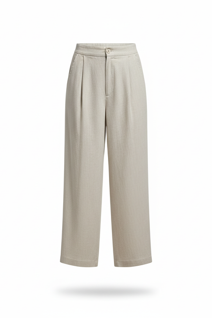 Pantalon En Lin Écru - Beige - vue 3