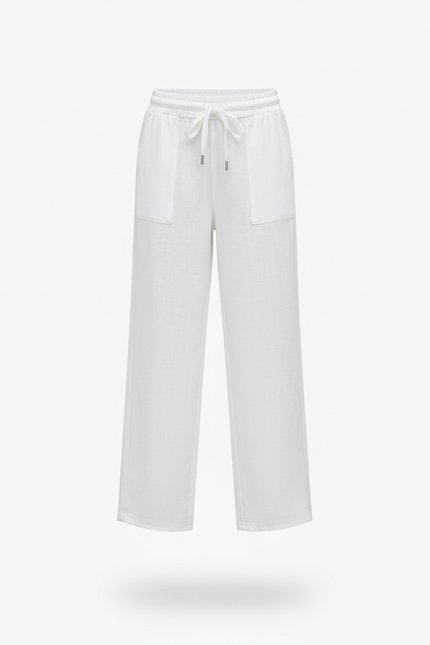 Pantalon En Lin Blanc Ample Enfant Léger Fluide - vue 3